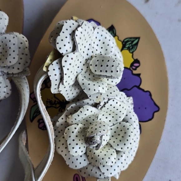 $69 New Poetic License London Leather Floral Sandal 8.5M Thong Buckle Boho Artsy - Picture 11 of 15